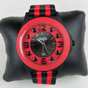 Crayo Crazy for Color Red & Black Sripe Watch NWOB